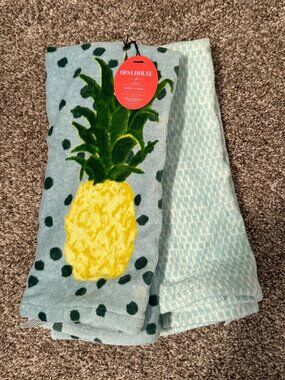 NWT Opalhouse 2-Pack Pineapple Hand Towels | Tropical Bathroom Decor